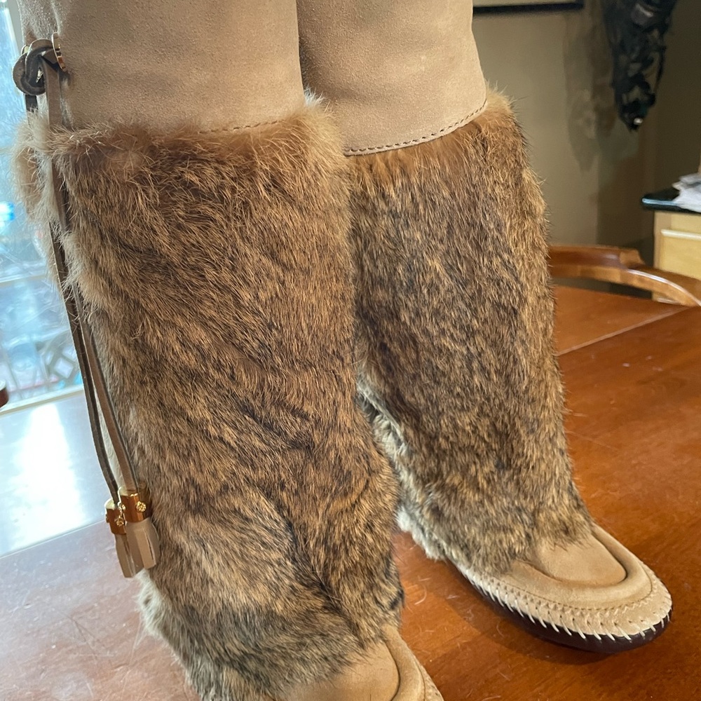 AUTHENTIC Tory Burch Rabbit Fur Boots-New, never worn